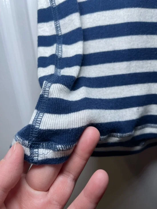 Y2K Vintage Abercrombie & Fitch Women’s Blue & White Striped Henley Size Large - Picture 9 of 16